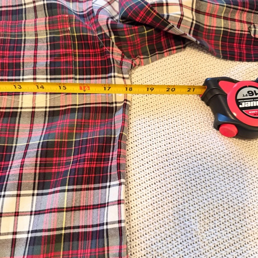 CREWCUTS J. Crew Boys Tartan Plaid Button Down Shirt Red White Black
